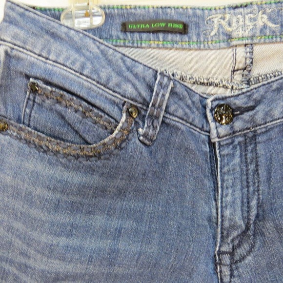Rock 47 Jeans Ultra Low Rise‎ Embellished pockets & back yoke WHS23SF Size 7x31 - Picture 4 of 4